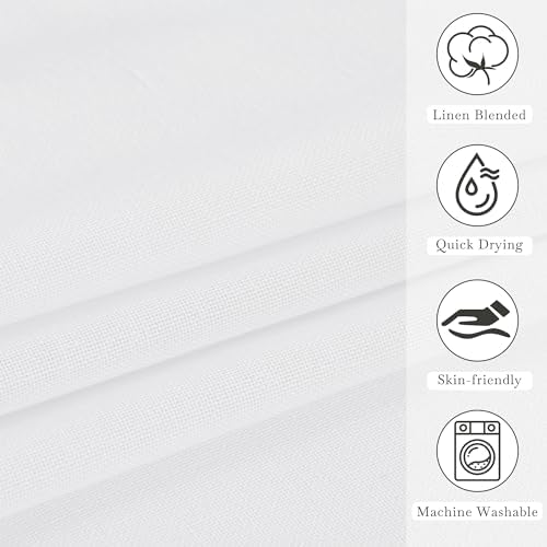 KGORGE Linen Sheer Shower Curtains White for Bathroom Bathtub Decor