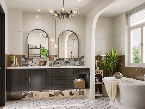 Brightify Arched Mirror, 23.9 x 31.9 Inch Black Arch Wall Mirror, Metal Frame Bathroom Mirror, Arched Top Bathroom Vanity Mirror for Living Room Bedroom Mantel Entryway Hallways