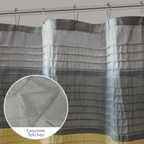 Madison Park Amherst 72 x 72 Bathroom Shower Curtain, Faux Silk, Yellow
