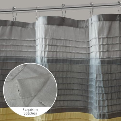 Madison Park Amherst 72 x 72 Bathroom Shower Curtain, Faux Silk, Yellow