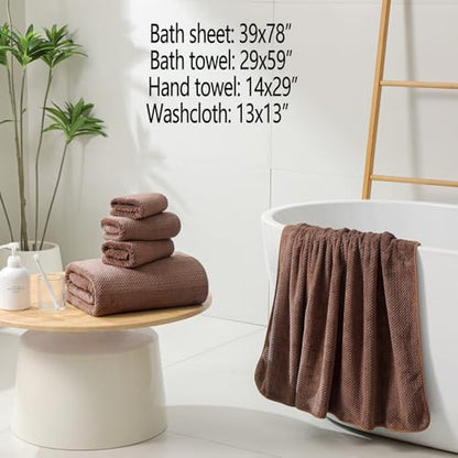 YTYC 39x78 Bath Sheets,Towels for Bathroom,Brown,2-Pieces