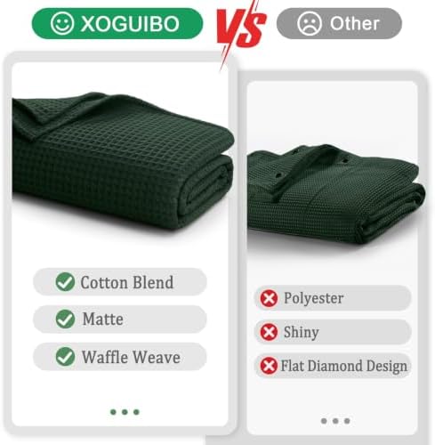 Waffle Weave Shower Curtain Heavyweight Cotton Fabric Dark Green 72Wx72L