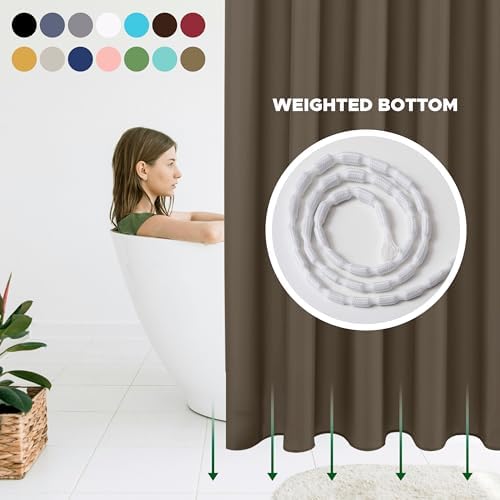 Fabric Shower Curtain Liner 72x72 Inch-Taupe Standard Size Shower Liners