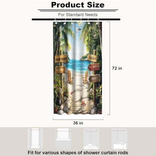 Summer Luxury Beach Shower Curtain Modern Coastal Tropical Palm Tree Pretty