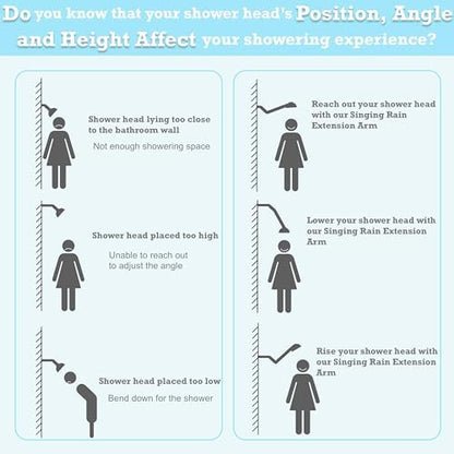 11 Inch Adjustable Shower Head Extension Arm With Locking Set Screw, Singing Rain 304 Stainless Steel Angle Height Adjustable, Easy Install, G1/2 Universal Connector Compatible (Oil Rubber Bronze)