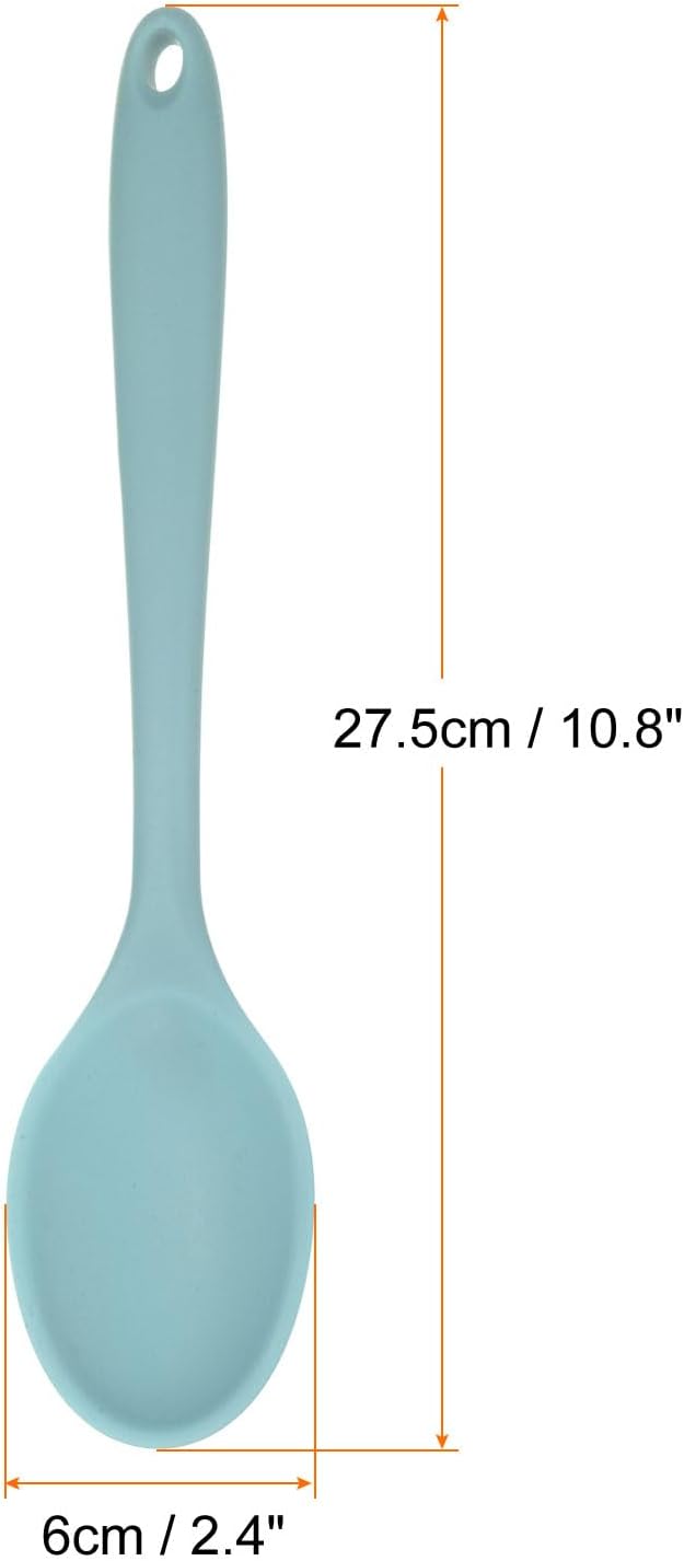 HARFINGTON 2Pcs Silicone Spoons, Heat Resistant Kitchen Cooking Utensil Spoon for Cooking, Mixing, Stirring and Serving, Light Grey