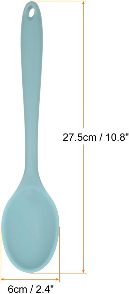 HARFINGTON 2Pcs Silicone Spoons, Heat Resistant Kitchen Cooking Utensil Spoon for Cooking, Mixing, Stirring and Serving, Light Grey