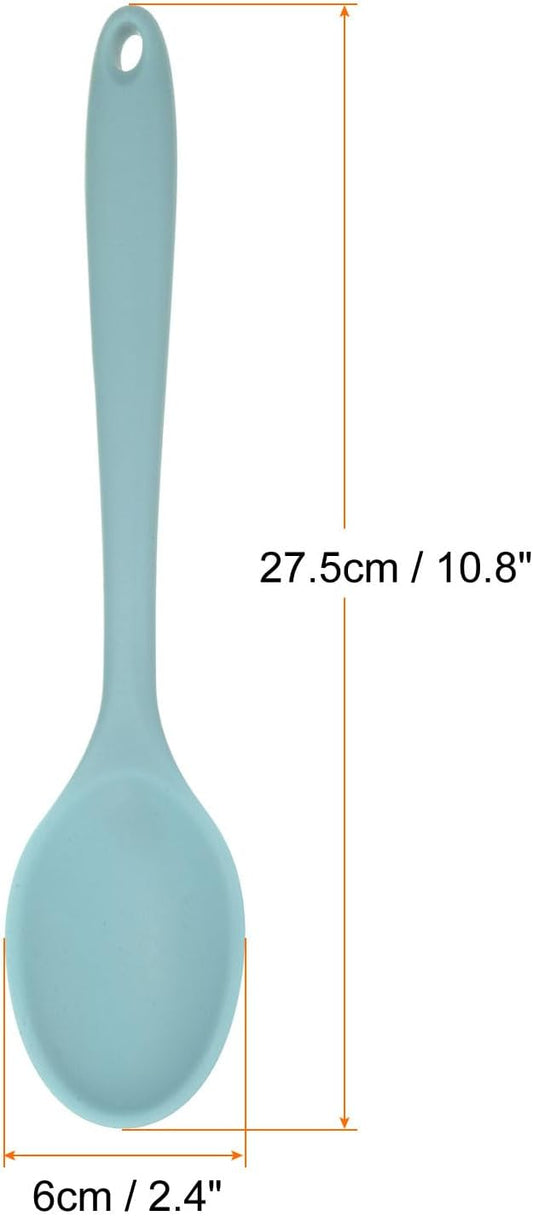 HARFINGTON 2Pcs Silicone Spoons, Heat Resistant Kitchen Cooking Utensil Spoon for Cooking, Mixing, Stirring and Serving, Light Grey