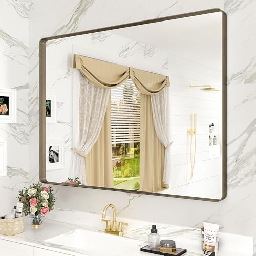 40x30 Inch Bronze Brushed Bathroom Mirror for Wall