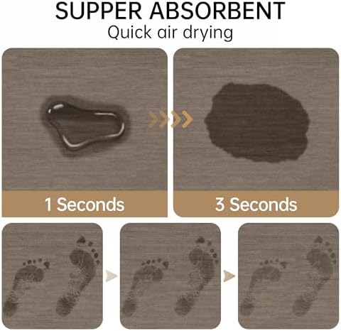 Mecko Bath Mat 20"x32",Ultra Thin Bathroom Rug fit Under Door Brown