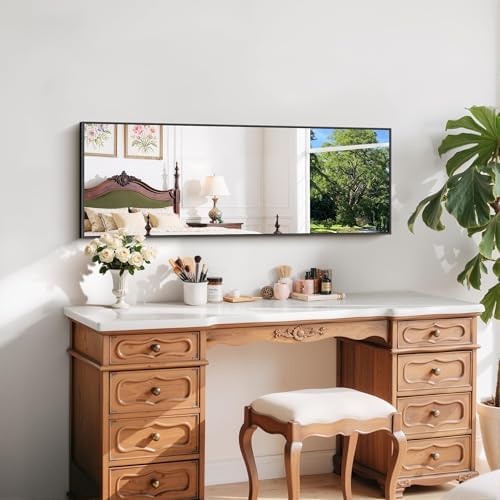 COFENY Black Bathroom Mirror for Wall, 16x48 Inch Rectangle Mirror with Metal Frame, Modern Vanity Mirrors for Bathroom Living Room, Entryway Hangs Horizontal or Vertical