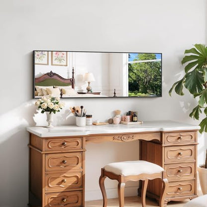 COFENY Black Bathroom Mirror for Wall, 16x48 Inch Rectangle Mirror with Metal Frame, Modern Vanity Mirrors for Bathroom Living Room, Entryway Hangs Horizontal or Vertical