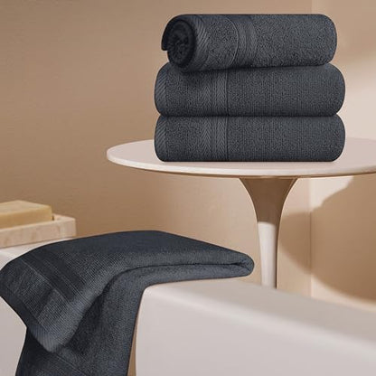 BOUTIQUO Ultra Soft 6-Piece Hand Towel Set 16x28-100% Ringspun Cotton - Durable & Highly Absorbent Hand Towels - Ideal for use in Bathroom, Kitchen, Gym, Spa & General Cleaning - Charcoal Grey