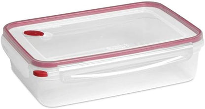 Sterilite Food Storage Container Ultra-Seal Clear Rectangular 16 Cup, Rocket Red Trim
