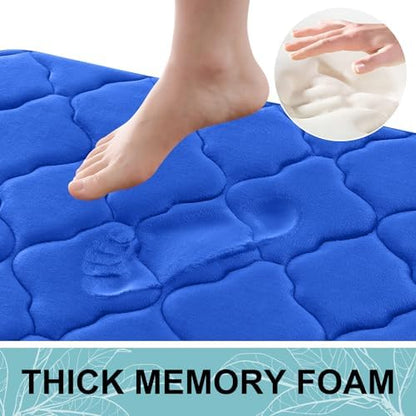 OLANLY Memory Foam Bath Mat Rug 24x16, Ultra Soft Bathroom Rugs, Royal Blue