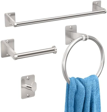 KLJKPA Brushed Nickel Bathroom Accessories Set, 4 PCS Bathroom Hardware Set
