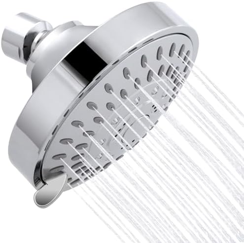 AISOSO High Pressure Rain Shower Head 5 Modes Showerhead 4.1" Chrome Silver