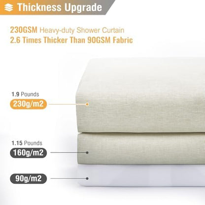 BTTN Linen Textured Waterproof Fabric Shower Curtain, 72x90, Light Cream