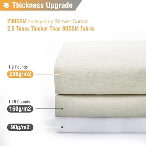 BTTN Linen Textured Waterproof Fabric Shower Curtain, 54x72, Light Cream