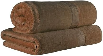 SUPERIOR Egyptian Cotton Pile Plush Bath Sheet, 2 Piece Set, Chocolate