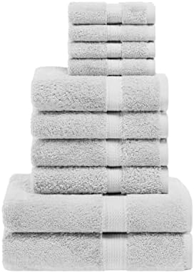 Superior Egyptian Cotton Ultra Plush & Absorbent, 10 Piece Set, Silver