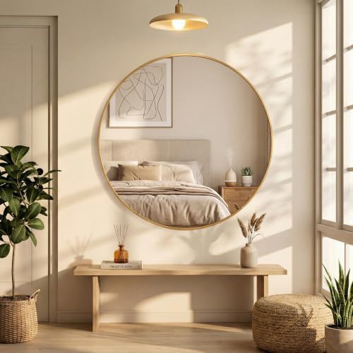 NEWBULIG 20 Inch Round Bathroom Mirror, Wall Mount Vanity Mirror