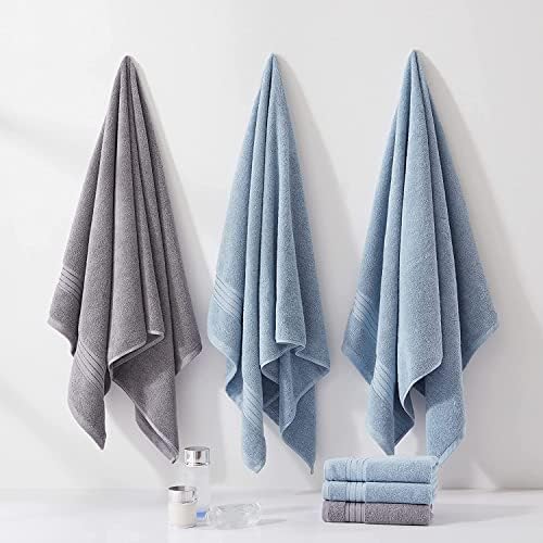 COZYART Luxury Bath Towel Set 3 PCS, Light Blue 100% Turkish Cotton 650 GSM