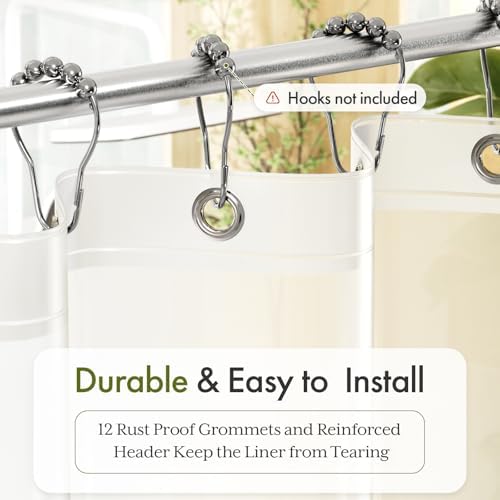 Bathway Shower Curtain Liner, Frosted Shower Curtain Liner 72x78 PEVA Waterproof Shower Curtain Liner Plastic with 3 Magnets and 12 Rustproof Metal Grommets, Lightweight Long Shower Liner for Bathroom