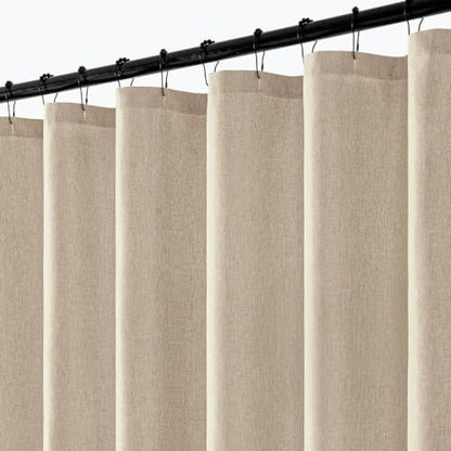 ANRODUO Copper Brown Extra Long Linen Fabric Shower Curtain Set - W72xL108