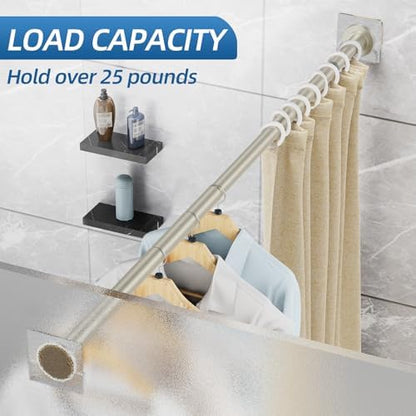 CorkLatta Nickel Adjustable Shower Curtain Rod 32 to 92 inch with 2 Holders