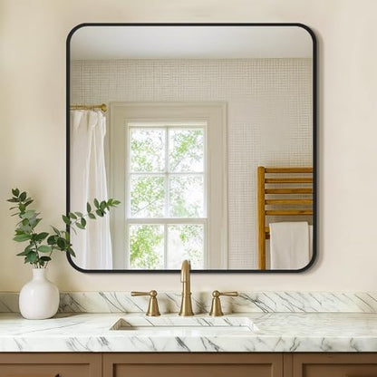 Vanity Bathroom Mirror, 30”x30” Black Bathroom Mirror for Over Sink