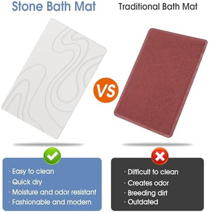 VEELOIM Stone Bath Mat, Diatomaceous Earth Bath Mat, Shower Mat White