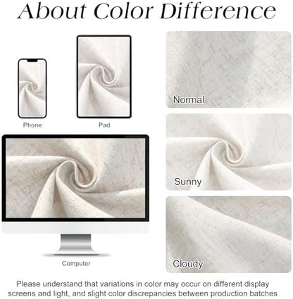 Naturoom Linen Shower Curtain 74 Inch Long for Bathroom Beige 1 Panel