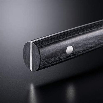 Michel BRAS Quotidien No. 2 Kitchen Knife, 12 cm Handcrafted Kitchen Knife, Japanese AUS8A Stainless Steel Blade, Black Pakkawood Handle, Precision and Sharpness for Professional and Home Chefs
