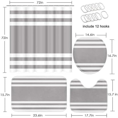 Bathroom Sets with Shower Curtain and Rugs, 4 Pcs, Modern