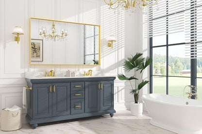 Keonjinn 60x36 Inch Gold Bathroom Mirror for Over Sink, Wall Mounted