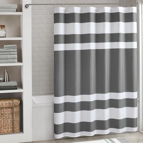 Madison Park Spa Waffle Weave Extra Long Shower Curtain, 72 x 84, Charcoal