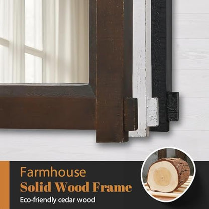 Besdomus Farmhouse Bathroom Vanity Mirror: 24"x36" Black Rustic Barn Door