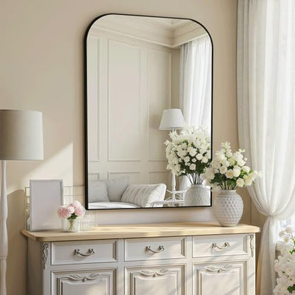 Delma 40"x28" Black Metal Framed Bathroom Mirror for Over Sink
