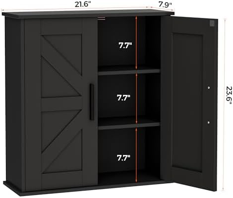 Homleke Bathroom Wall Cabinet, Medicine Cabinet with Adjustable Shelves