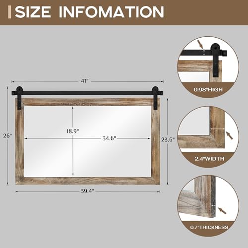 COGOOD Farmhouse Bathroom Mirrors for Over Sink - 26 x 41 Striped Brown