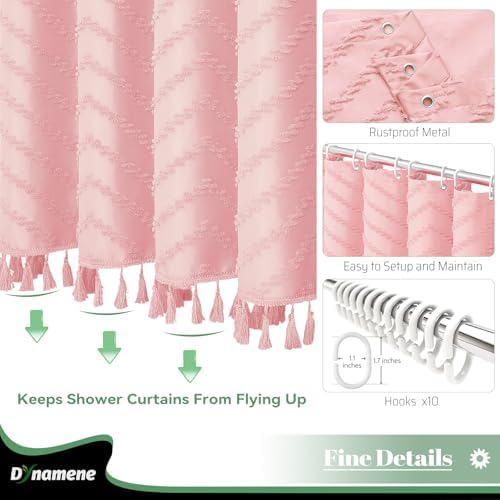 Dynamene Stall Boho Farmhouse Shower Curtain Tufted Chevron 60"x72" Pink