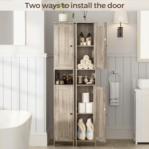 Homleke Tall Bathroom Storage Cabinet with 2 Doors, Slim Bathroom Cabinet