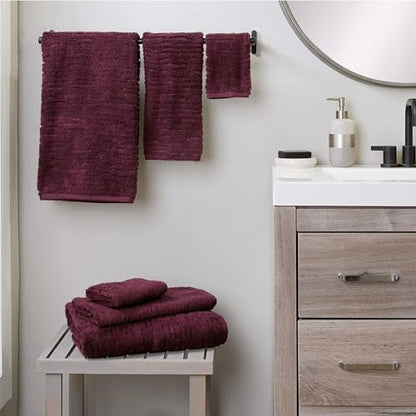 SKL Home CloudSoft Bath Towel Set, 6-Piece, 100% Cotton Luxury, Bordeaux