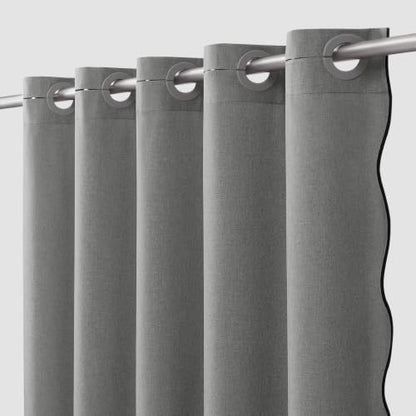 Furlinic Grey No Hook Scalloped Shower Curtain Waterproof Farmhouse 55x78
