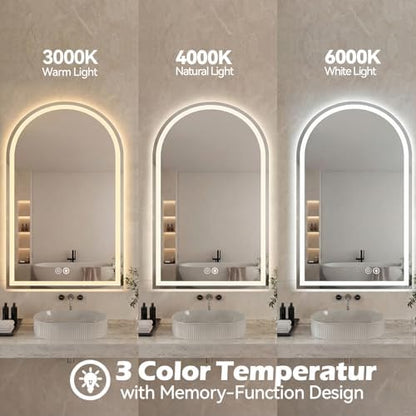 DUMOS 24"x36" LED Bathroom Mirror with Lights, Arched Vanity Mirror