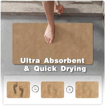 TYUU Thin Bath Mat Runner, Long Bathroom Rugs Non Slip, 24x70 Camel