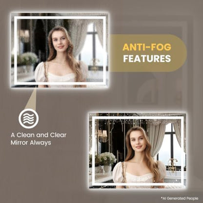 LOAAO 44"X36" LED Bathroom Mirror with Lights, UL Listed