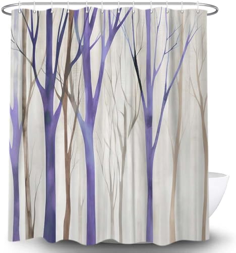 Birch Forest Abstract Shower Curtain Farmhouse Bathroom Decor 47X64 Inch