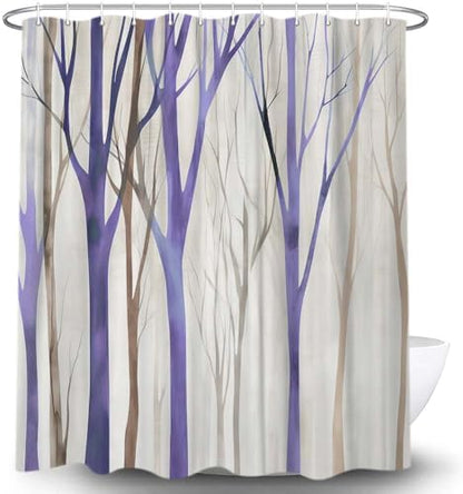 Birch Forest Abstract Shower Curtain Farmhouse Bathroom Decor 72X72 Inch